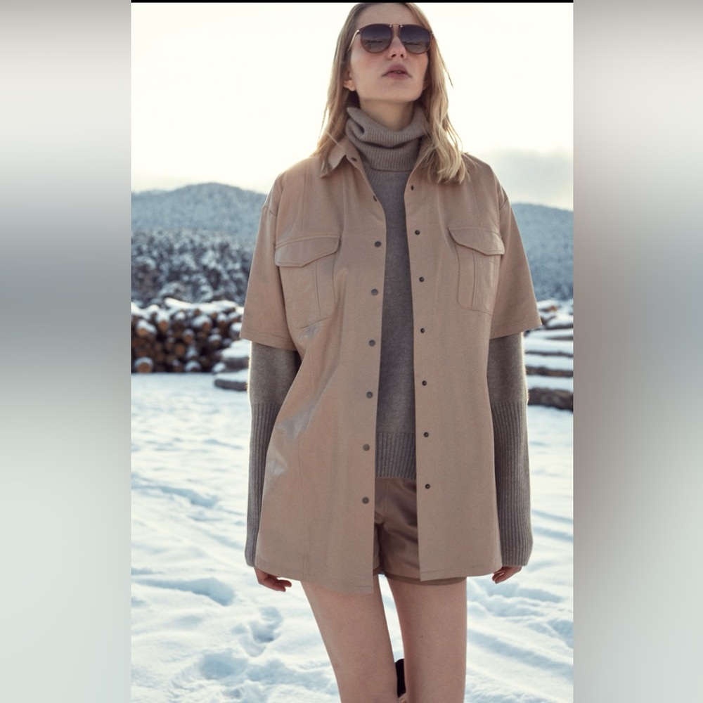 Zeynep Arcay Camel Leather Shorts - Picture 9 of 11